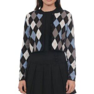 Point Classic Jacquard Cardigan Sweater Women's Size Large Dark Academia L